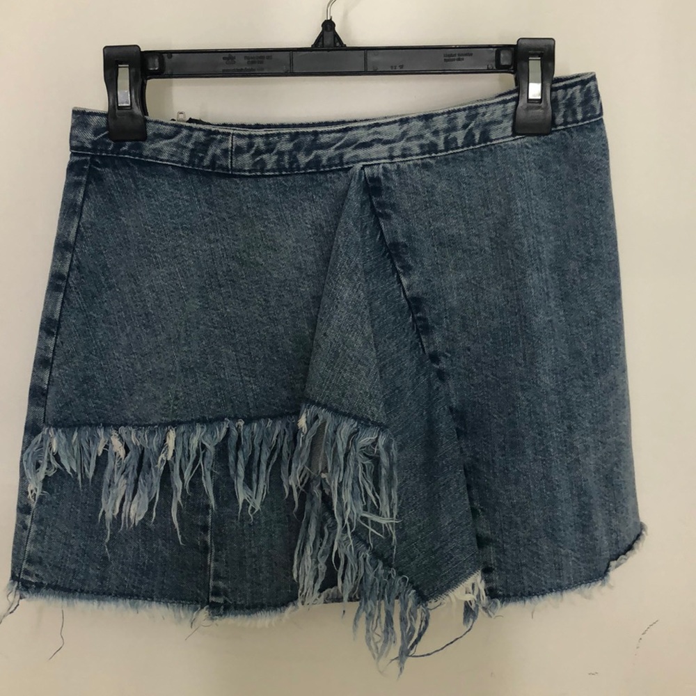 Zara Distressed Denim Skirt